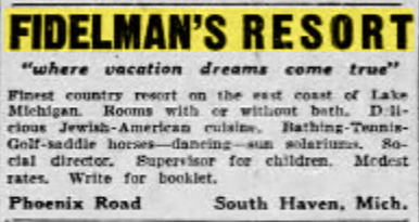 Fidelmans Resort - 1934 Ad Chicago Tribune (newer photo)